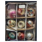 9 Vintage Glass Christmas Ornaments With Indents