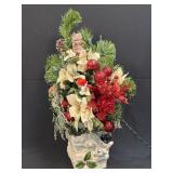Christmas Floral Arrangement In Snowman Vase