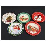 5 Vintage Metal Christmas Ashtrays As Pictured