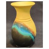 Pottery Vase 5" Yellow with Swirl Design
