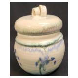 Handmade Lidded Pottery Jar with Floral Design