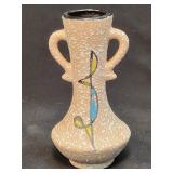 Handmade Double Handled Vase 5" Painted Ceramic