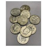 (10) Clad Half Dollars Containing 40% Silver