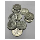 (10) Clad Half Dollars Containing 40% Silver