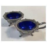 Vtg English Salt Cellar & Mustard Pot Cobalt Blue