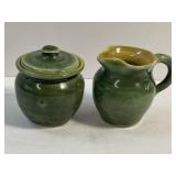 Vintage  Stoneware Pisgah Forest Green Lidded