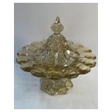 Anchor Hocking Fairfield amber glass candy dish