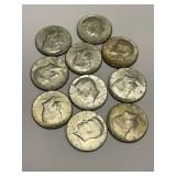 (10) Clad Half Dollars Containing 40% Silver