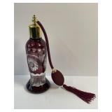 Vintage Red And Clear Cut Glass Bohemian Perfume