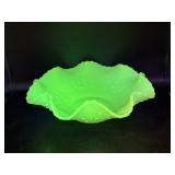 Vintage Fenton Lime Green Vaseline Satin Glass