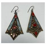 Handmade Vintage Tibetan Earrings: Turquoise &
