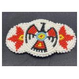 Handmade beaded hair barrette with a Native