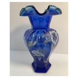 Fenton 75th Anniversary Vase Colbalt Blue Green