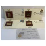 (4)  First Day of Issue Gold Stamps & a 2000 Gold