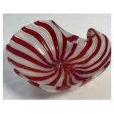 Mid Century Modern Murano Venini Red Stripe White