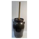 Stoneware Butter Churn 15ï¿½ Tall with Lid & Dasher