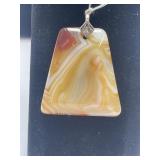 Orange Banded Agate Pendant Bead / Orange