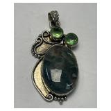 Seraphinite Stone Pendant In Sterling Silver