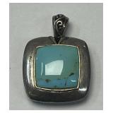 Heavy Sterling Silver Blue Turquoise Square