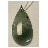 Green Banded Agate Pendant Sterling