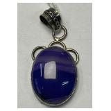 Banded Agate Pendant - Silver Setting - Oval