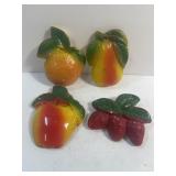 Vintage Chalkware  fruit wall hangers
