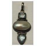 925 Sterling Silver Blue Topaz & Mother of Pearl