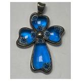 This is an Alan K. sterling silver cross pendant