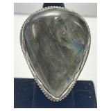 Vintage Blue Green Red Labradorite Stone Silver