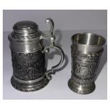 Vintage German Pewter Beer Stein Miniature with