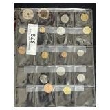 Sheet of 17 Assorted Foreign Coins