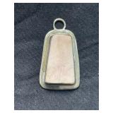 Sterling silver pendant with a rectangular cow