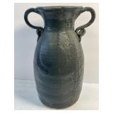 Vintage Handmade Double Handled Stoneware Vase 10