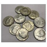 (10) Clad Half Dollars Containing 40% Silver