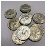 (10) Clad Half Dollars Containing 40% Silver