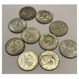 (10) Clad Half Dollars Containing 40% Silver