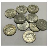 (10) Clad Half Dollars Containing 40% Silver