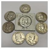 (8) Franklin Half Dollars Containing 90% Silver