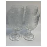 Set of Four Jeannette Iris and Herringbone 4.25"