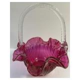 9ï¿½ Tall Vintage Fenton Cranberry Glass Ruffled