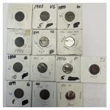 (13) Indian Head Pennies