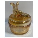 Vtg Carnival Glass Lusterware Scotty Dog Powder