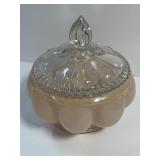 Large Fenton Pink Overlay Glass Melon Vanity