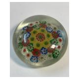 Vintage Millefiori Glass Paperweight Multicolor