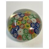 Vintage Millefiori Glass Paperweight Multicolor