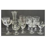 (B) Assorted Etched Stemware Glasses As Pictured