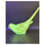 Fenton Bird of Happiness - GLOWS - Custard Yellow