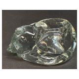 Vintage Indiana Glass Sleeping Cat Crystal Votive