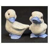 (B) Ceramic Duck Figurines White and Blue