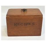 Vintage Wooden Recipe Box With Several Recipes